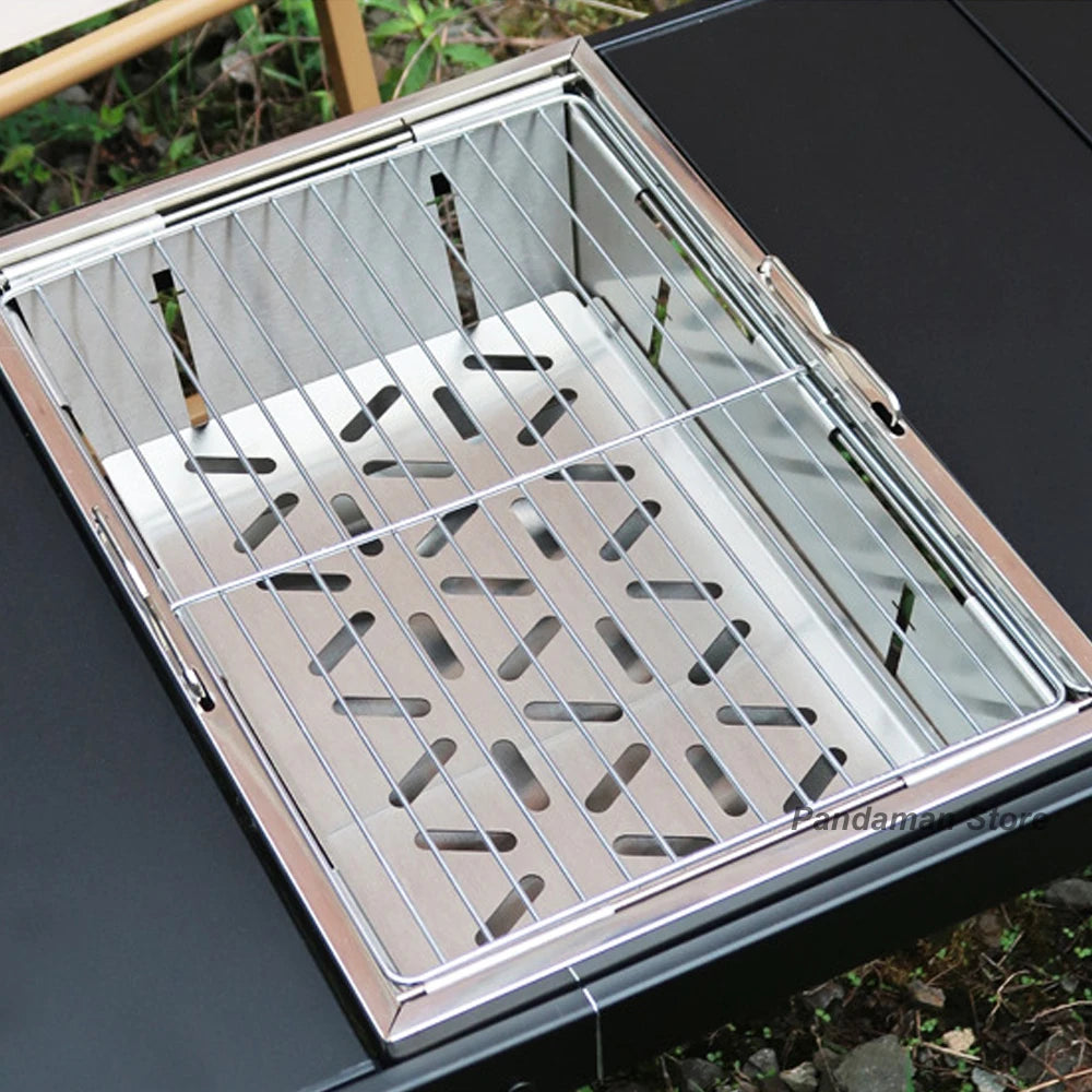 Portable 201 stainless steel outdoor camping picnic tourist tabletop cooking 1unit folding IGT Grill