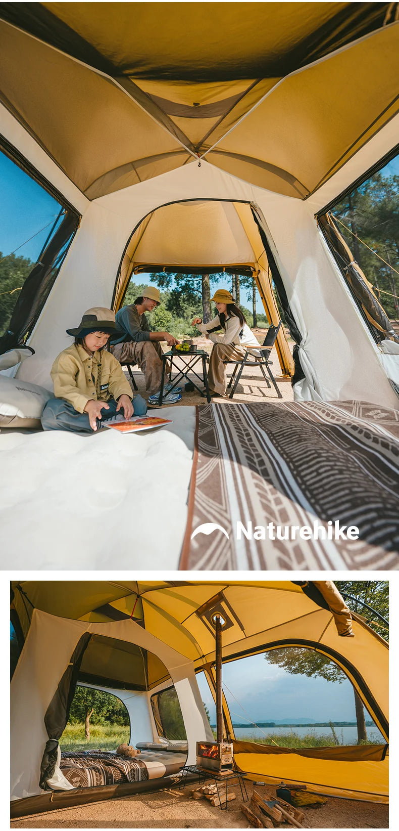 Naturehike Outdoor 4-6 Person Camping Dune 10.9 Tent One Bedroom One Living Room Hiking Tent 75D Nylon Camping Tents Canopy