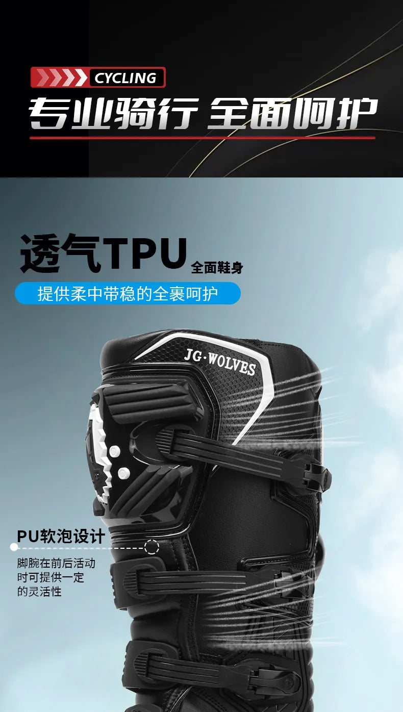 New Motocross Boot Men Women Riding Mid-Calf Ankle Protective Shoes Moto Motorbike Equipment Racing Long Motorcycle Boots