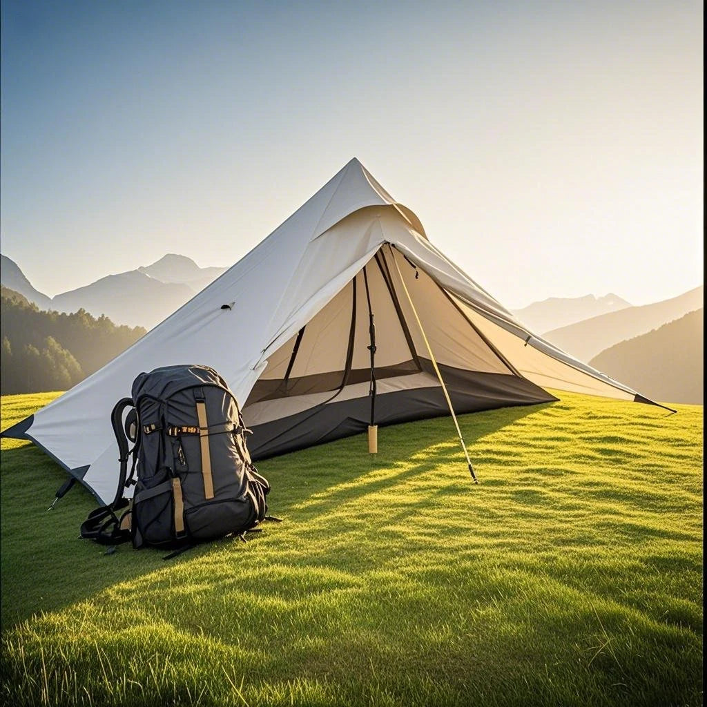 1-Person Ultralight Trekking Pole Tent - Pyramid Design, Waterproof PU4000, 2-Layer Mesh for Backpacking/Hiking, Without Pole