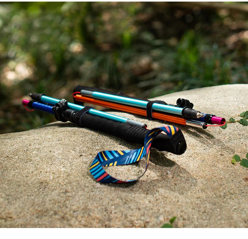 AONIJIE E4208 Rainbow Color Unisex Outdoor Hiking Pole Telescopic Adjustable Aluminum Alloy Pole Running Hiking Walking Stick