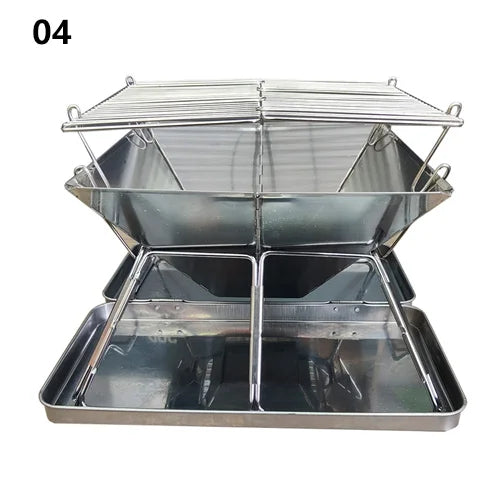 Camping Wood Stove Brazier Camping Fire Wood Heater Portable Folding Hike Barbecue BBQ Charcoal Grill Stand