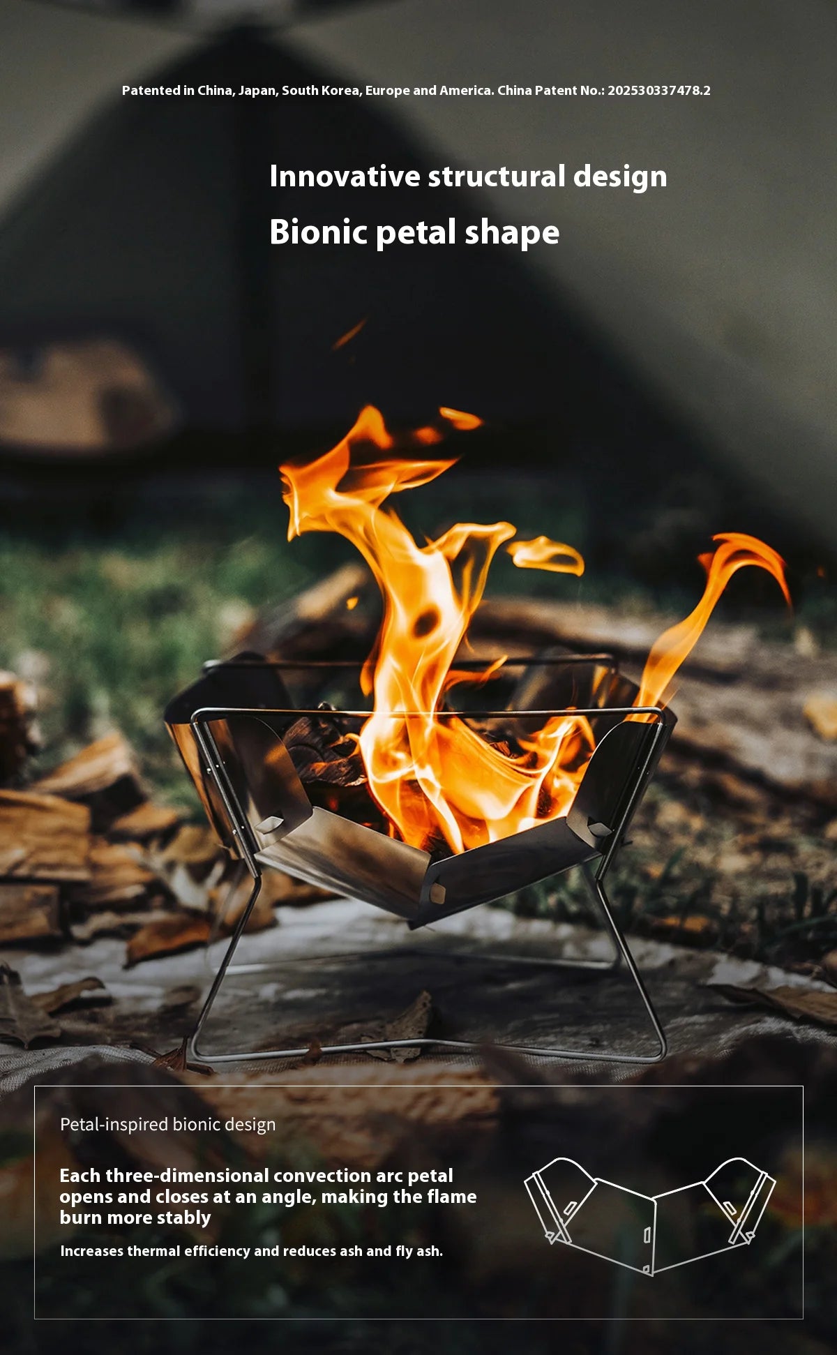 Ultralight Folding Fire Pit Grill – Portable Wood Burning Camp Stove for Outdoor Camping, BBQ Rack with Bonus Grate