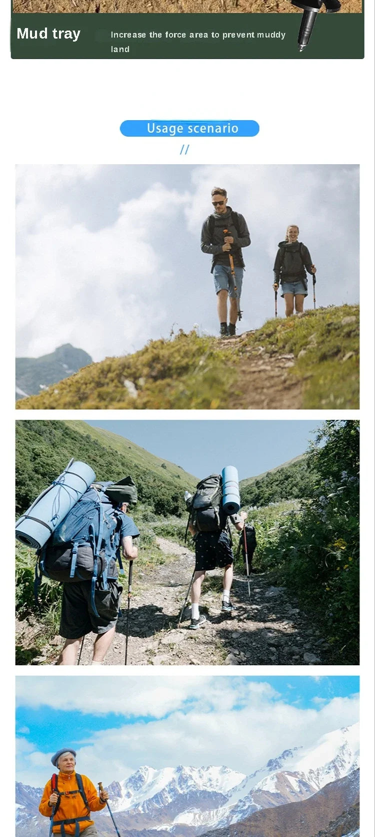 2PCS Aluminum Outdoor Hiking Anti Shock Walking Sticks Telescopic Trekking Climbing Poles Ultralight Walking Canes