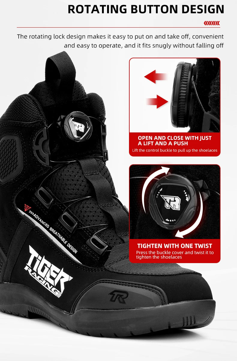 TR Motorcycle Shoes Men Motorcycle Boots Breathable Riding Boots Four Seasons Women Waterproof Moto Racing Shoes Cross-country