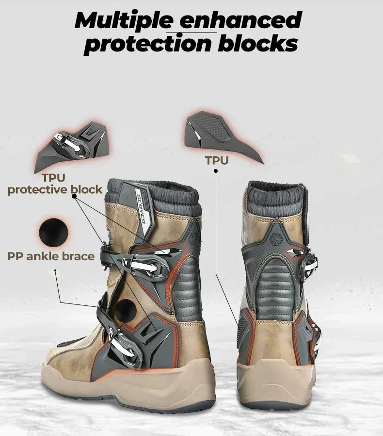 Motorcycle Long Boots Men Waterproof Motocross Riding Cycling Shoes Off-Road Motorbike Anti-drop Breathable Racing Equipment