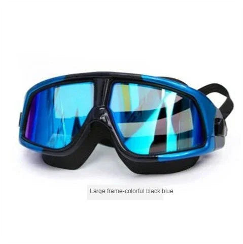 Adjustable Swimming Glasses Women and Men Myopia Waterproof Anti-Fog Goggles Set Acetate Blue Polycarbonate