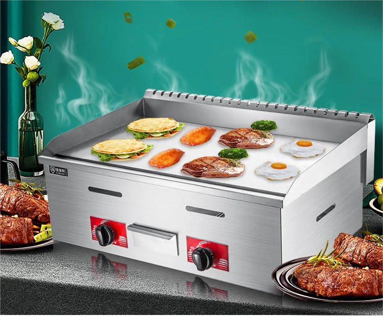 Fast Food Restaurant Kitchen Stainless Steel Counter Top Griddle Grill Commercial Gas BBQ Grill Griddle lpg Gas Griddle