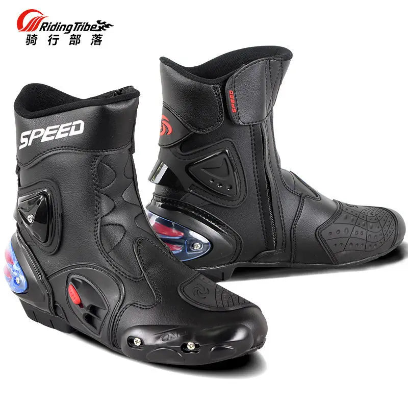 Motorcycle Boots Feet Protection High-Speed Pro-Biker Microfiber Men's Boats Moto Motorbike Race Boot Breathable Anti-fall Shoes