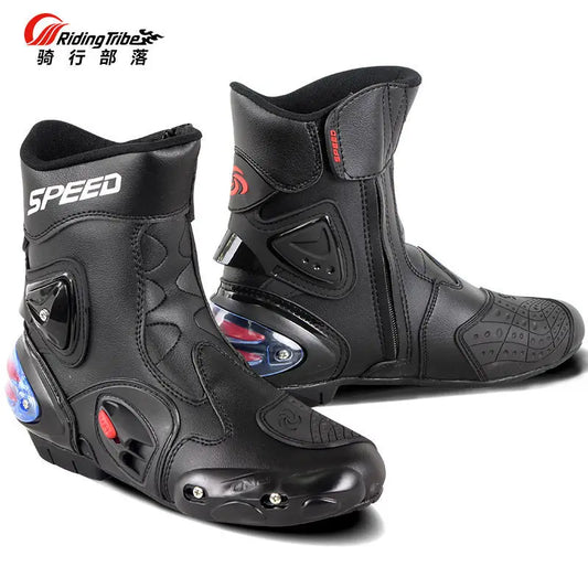 Motorcycle Boots Feet Protection High-Speed Pro-Biker Microfiber Men's Boats Moto Motorbike Race Boot Breathable Anti-fall Shoes