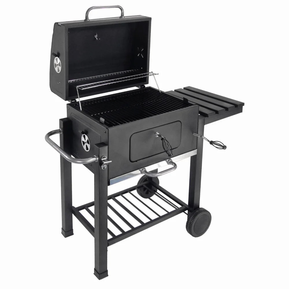 Garden Backyard Classic Charcoal BBQ Grills Large Cooking Area BBQ Party Square BBQ Grill with Trolley