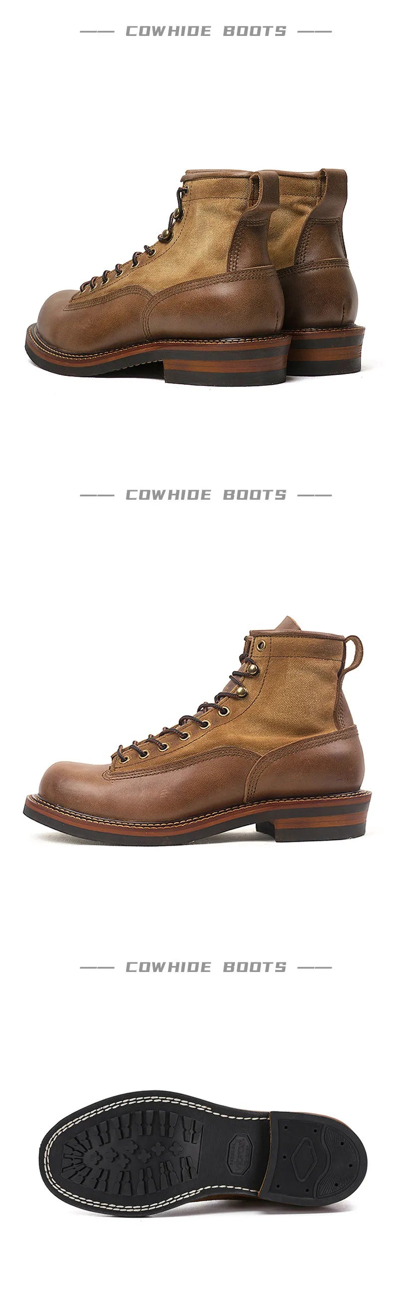 Retro Mens Motorcycle Boots Genuine Cowhide Leather Motorbike Riding Boots Vintage Hight-Top Moto Boots Motocross Ankle Shoes