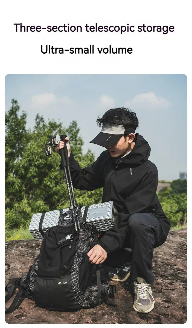 Naturehike Blackdog Trekking Pole Telescopic Aluminum Carbon Walking Sticks Hiking Cane Adjustable Ultralight Mountaineering 1pc