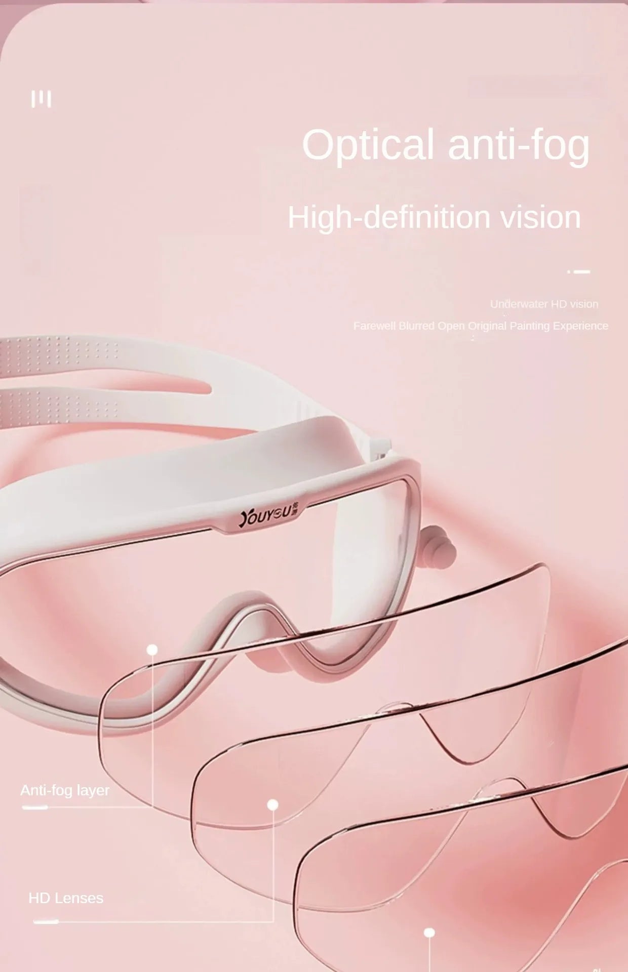 HD Anti-fog Swimming Goggles with Earplugs Adult Men Women  Leak Proof Adjustable high-quality Silicone Swim Protection Eyewear