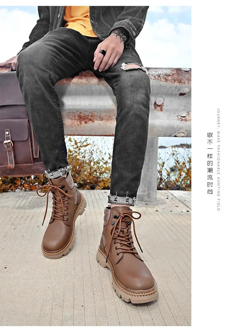 Motorcycle Boots Fashionable Motorcycle Boots Winter Cotton Boots Thick Soled Shock-absorbing Non Slip Casual Shoes
