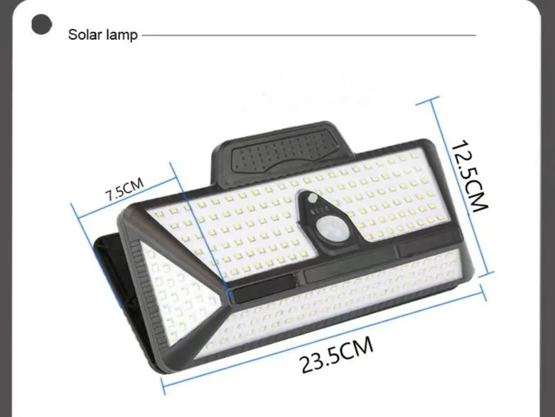 3600mAh Solar Outdoor Wall Yard Camp 208pieces LED Lamp Beads, Solar Sensor Lamp for Outdoor