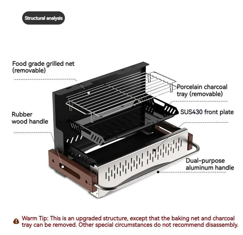 Naturehike Outdoor Portable Folding BBQ Grill Camping Enamel Charcoal Stove Ultralight Travel Picnic 4-8 Person Barbecue Stove