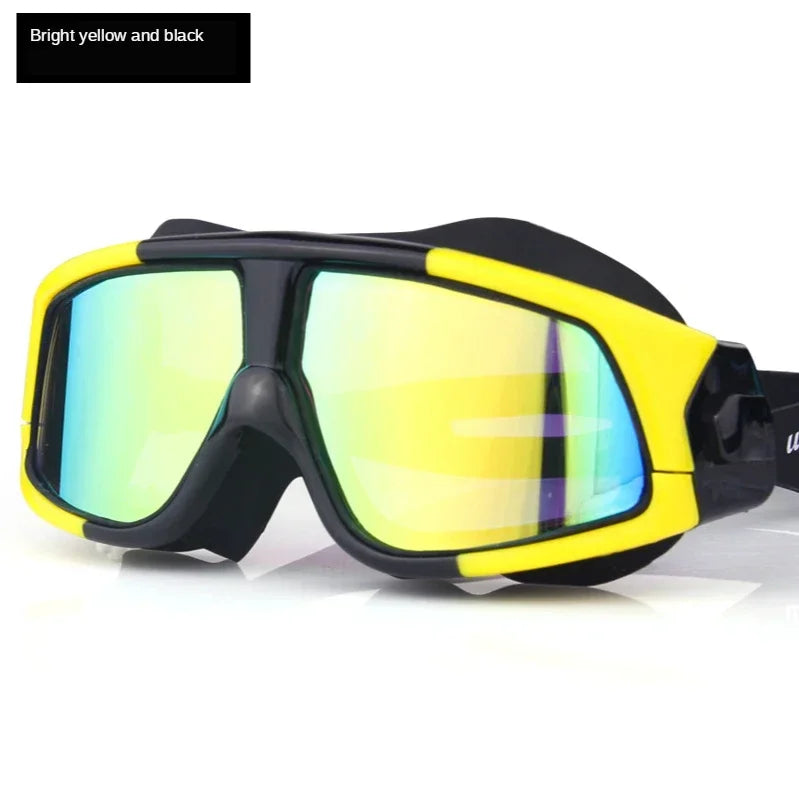 Adjustable Swimming Glasses Women and Men Myopia Waterproof Anti-Fog Goggles Set Acetate Blue Polycarbonate