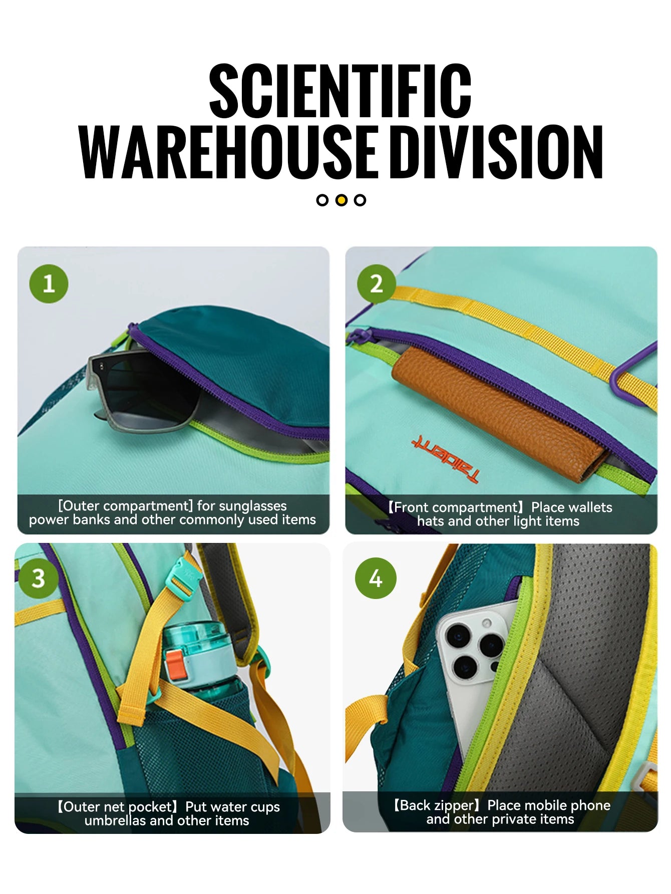 WRELS Backpack Camping Bag Large Capacity Backpack Lightweight Waterproof Mountaineering Bag Breathable Casual Travel Backpack