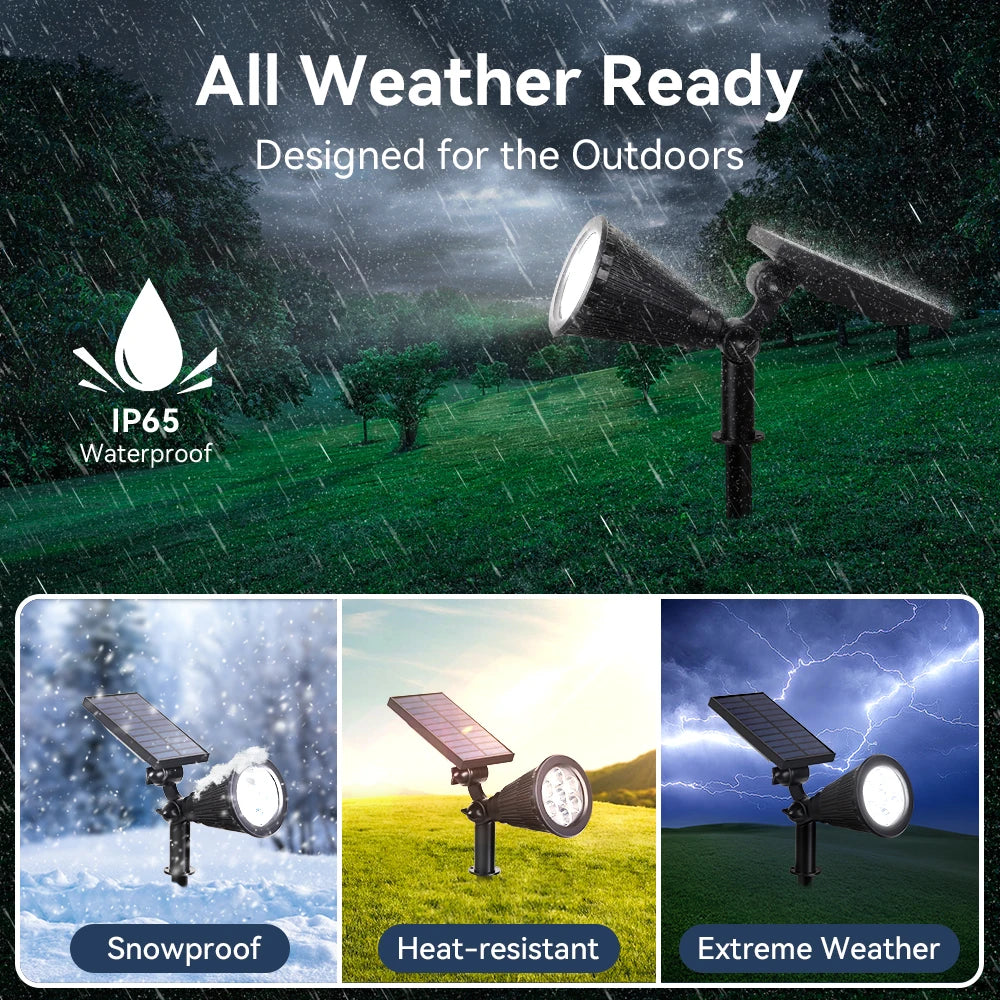 Outdoor Solar Spotlights Waterproof Tree Lighting Home Garden Solar Light Exterior Decor LED Lawn Spike Lamps for Courtyard Path