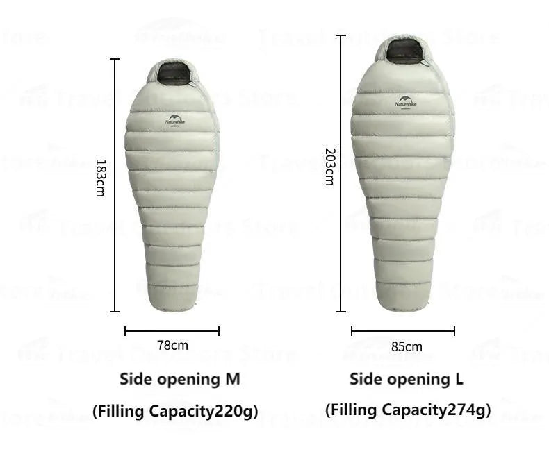 Naturehike Goose Down sleeping bags camping Ultralight Winter Gear Supplies Travel Waterproof folding Comfortable Tourism bag