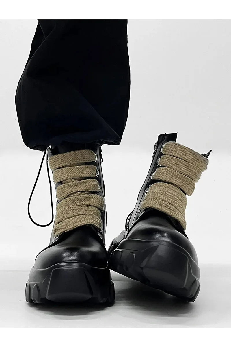 Autumn Motorcycle men Ankle Boots Street Goth Platform Rock Chunky Heels Punk Designer Shoes Knight Short Boots Woman Winter