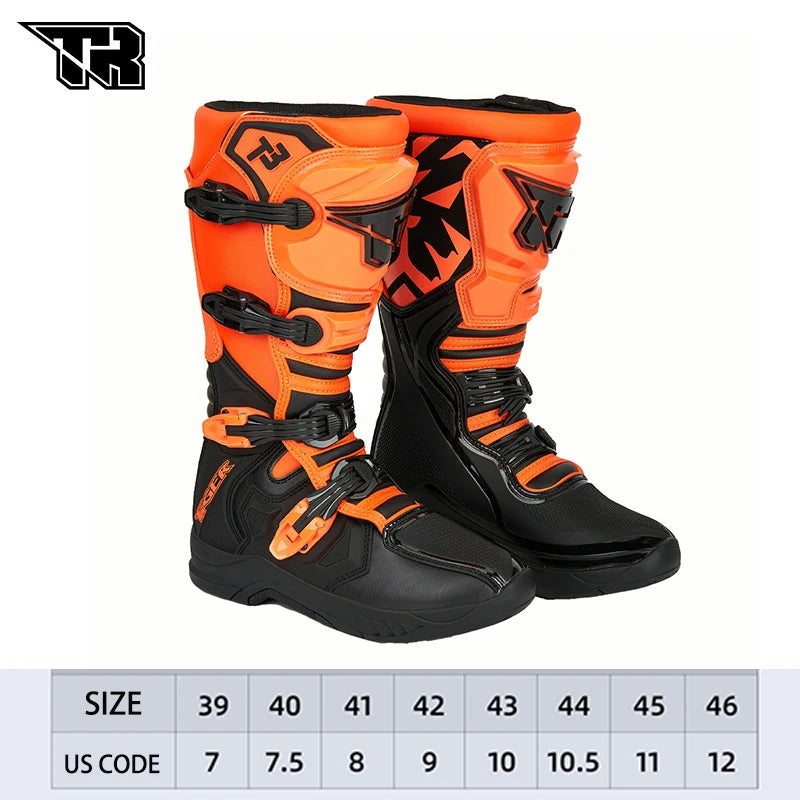 Men's Motorcycle Boots Waterproof Racing Boots Anti Fall Women Motocross Equipment Wear-resistant Rally Shoes Safety Riding