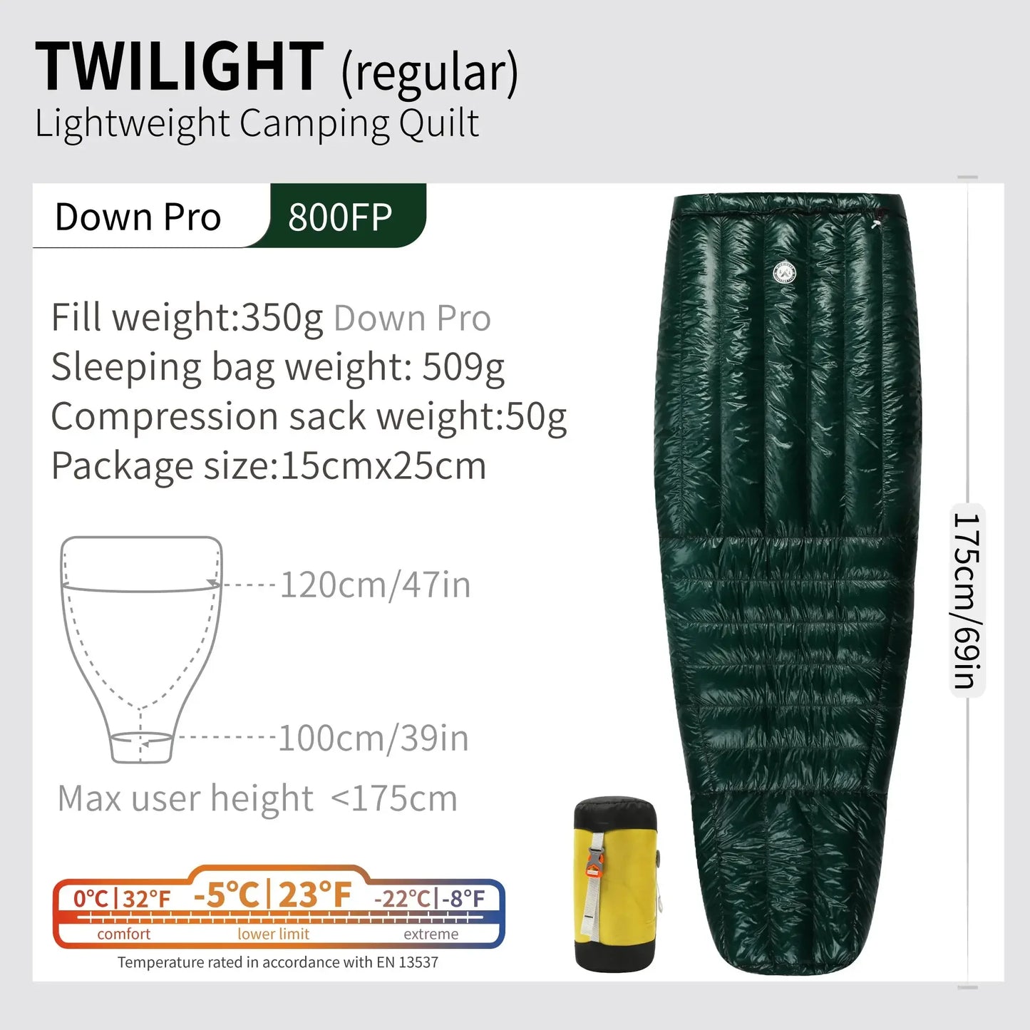 AEGISMAX Wind Hard Twilight 10D -5 Degree 800FP Down Sleeping Bag Ultralight Camping Quilt Sleeping Bag Winter Hiking Equipment