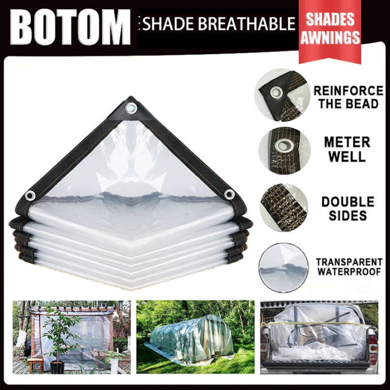 Transparent Waterproof Tarpaulin Garden Rainproof Clear Poly Tarp Plant Cover Insulation Shed Cloth with Grommets