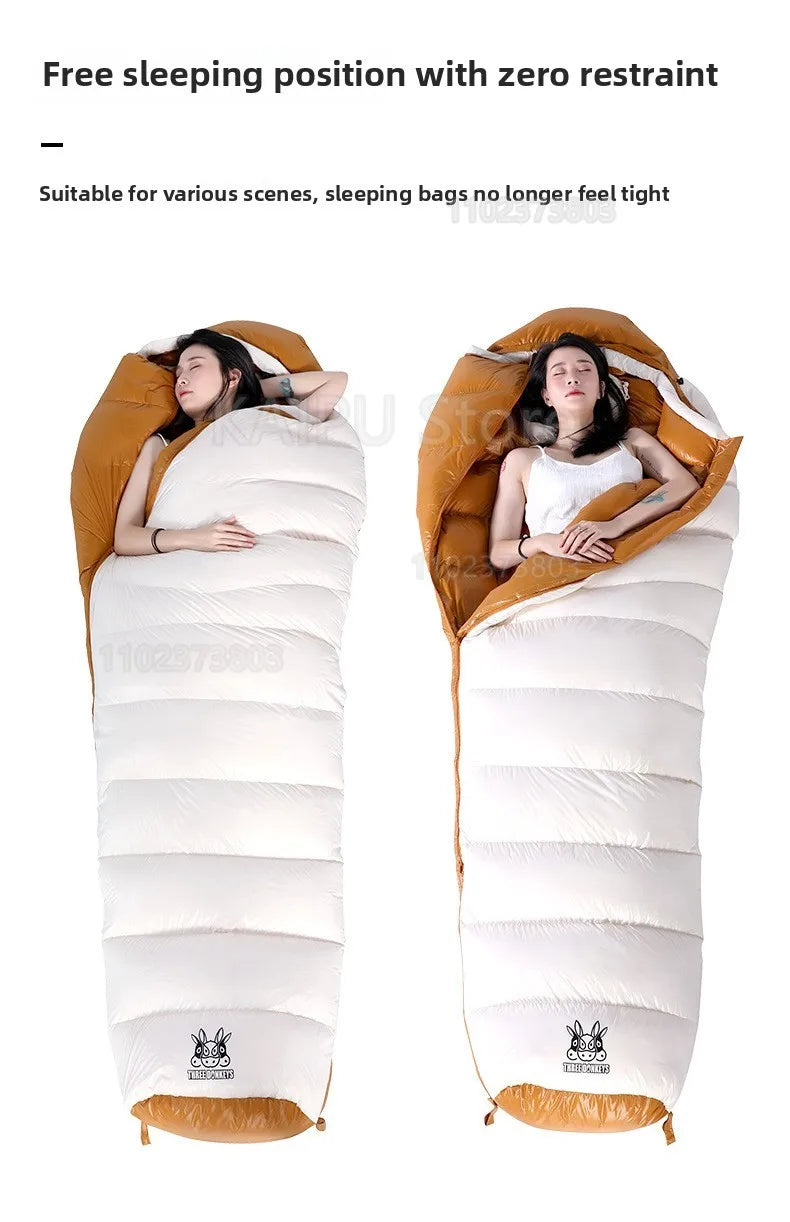 White duck down mummy down sleeping bag adult outdoor camping winter thickened cold minus 30 degrees Sleeping Bags