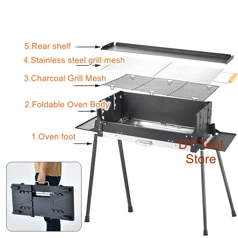 Outdoor Grill Courtyard Portable Household Charcoal Stainless Steel Barbecue Stove Camping Stove Barbecue Stove