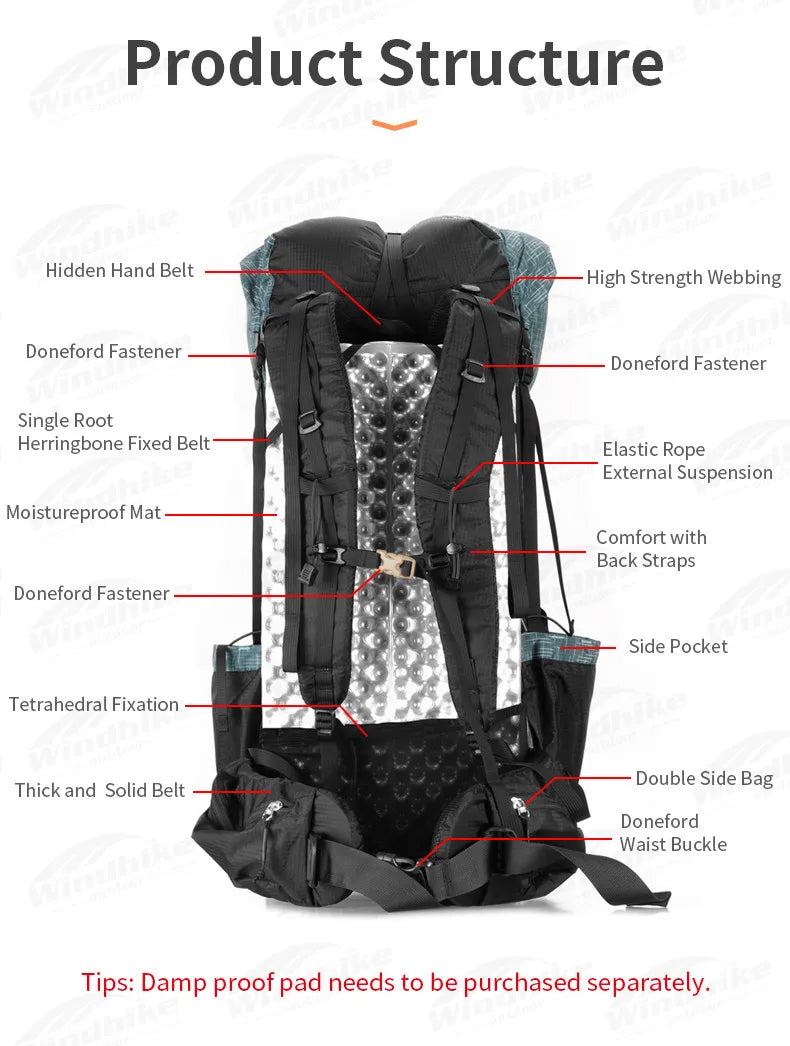 3F UL GEAR QIDIAN 40+16L Backpack 2.0 Ultralight Large Capacity Outdoor Camping Hiking Climbing Bag Nylon Waterproof Lightweight