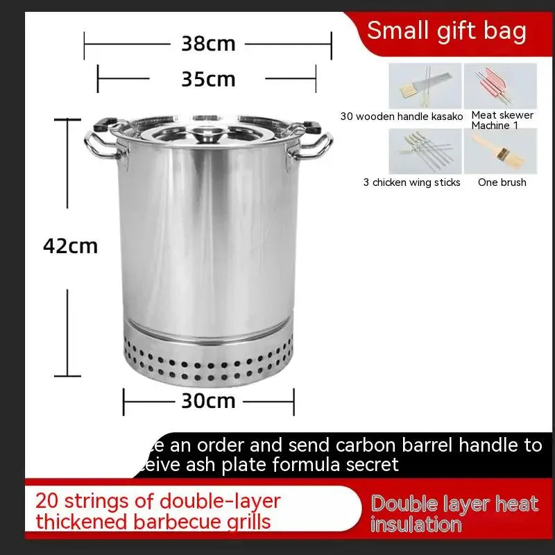 Smokeless Barbecue oven Household Charcoal indoor Barbecue Artifact Outdoor Stainless steel Barbecue oven Roast chicken oven Han