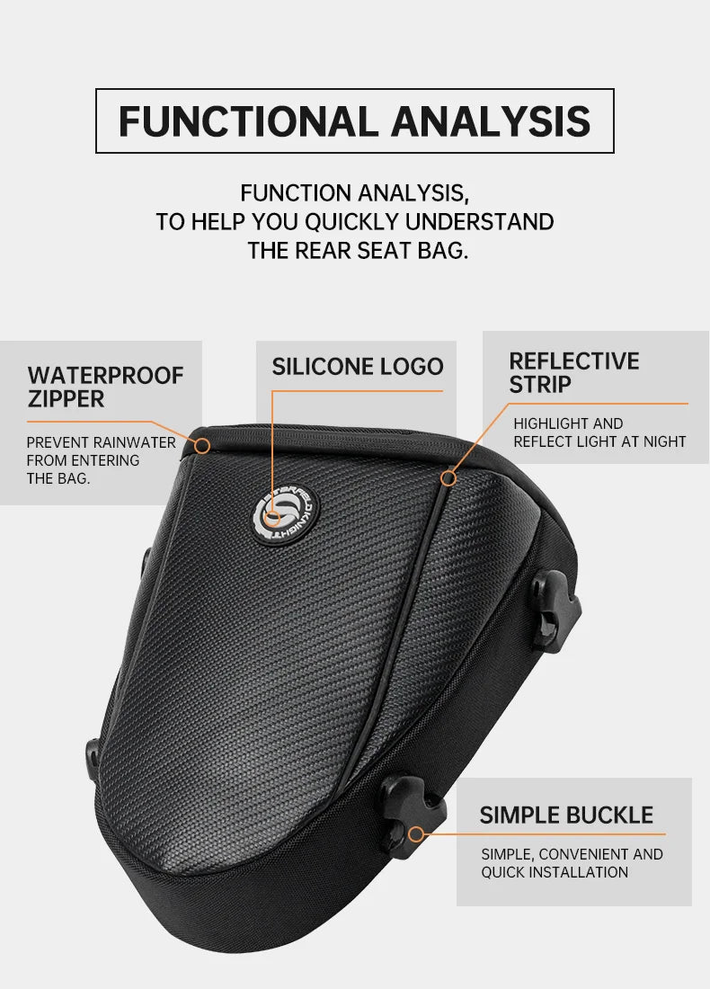 SFK Large Capacity Motorcycle Bag Rear Seat Bag Tail Pack Multifunctional Crossbody Bag Riding Gears With Outdoor Raincover