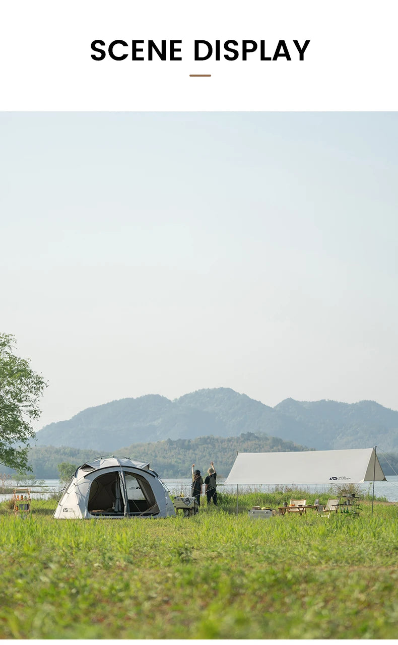 MOBI GARDEN Camping Tent Royal Castle 150D Oxford With Snow Skirt Double Layer Waterproof Hiking 5 Person 4 Season Tent UV50+