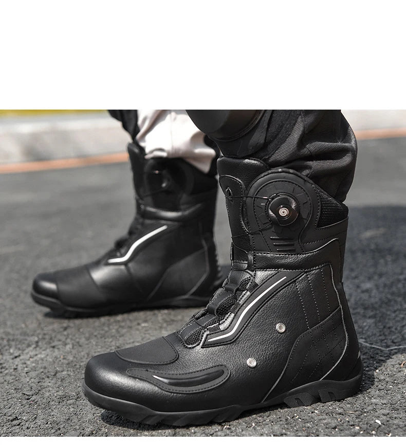 Motorcycle Men Boots Racing Shoes Riding Breathable Soft Boots Durable Off-road Motorbike Anti-kick protection Black Equipment