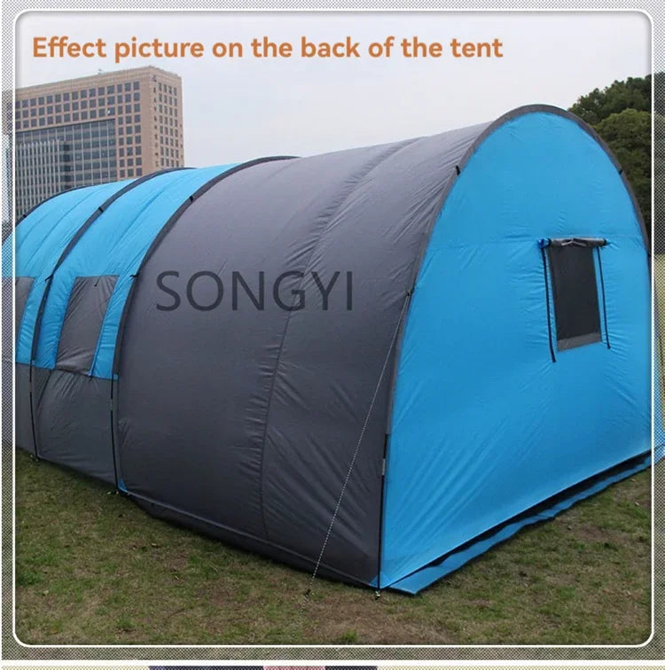 New Exercise BBQ Camping Large Tunnel Tent One Room Two Living Rooms Rainproof Ten People Outdoor Equipment Camping Supplies