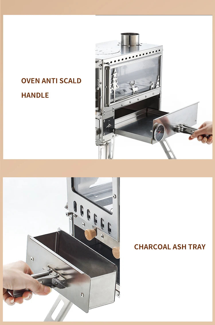 Firewood Stove Tent Heater Wood Furance Pellet Stove Brazier Grill Outdoor Camping Stove Portable Tent Heating Drawer Oven New