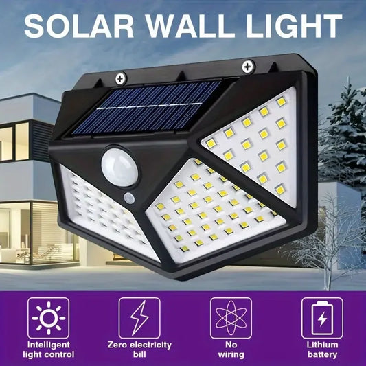 Solar Lights Outdoor 100 LED 3 Lighting Modes Motion Sensor Wall Lamp IP65 Waterproof Solar Powered Wall Lights