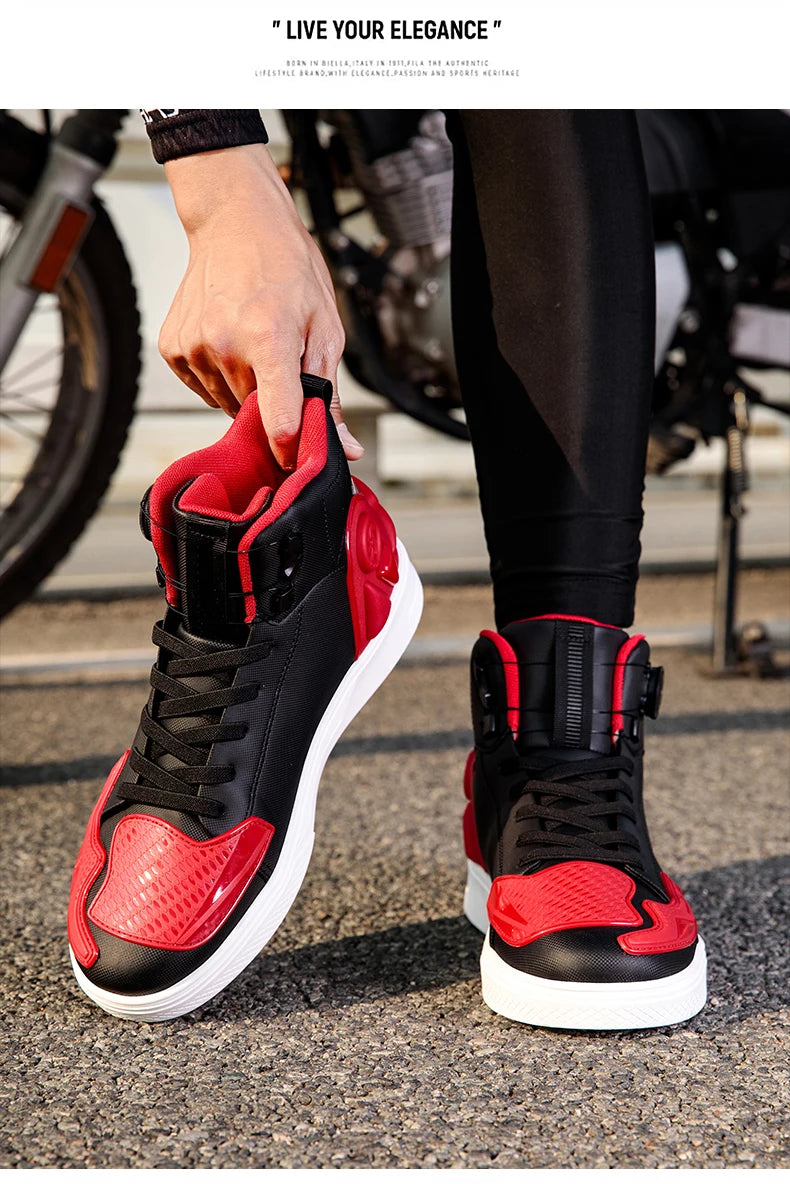 New Men's Motorcycle Shoes Outdoor Breathable Waterproof Men Motorcycle Boots Motos and Bike Riding Ankle Boot Motocross Shoes