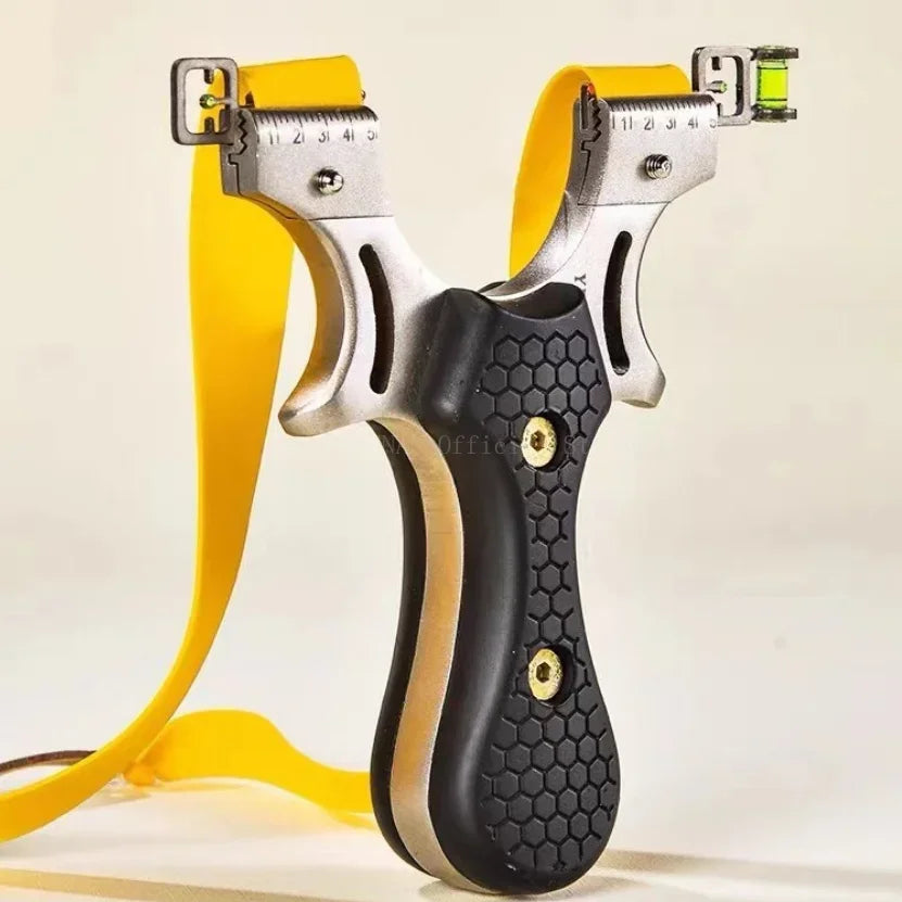 Stainless Steel Slingshot Quick Press Flat Rubber Band Slingshot Outdoor Hunting and Shooting Steel Ball Target Paper Set