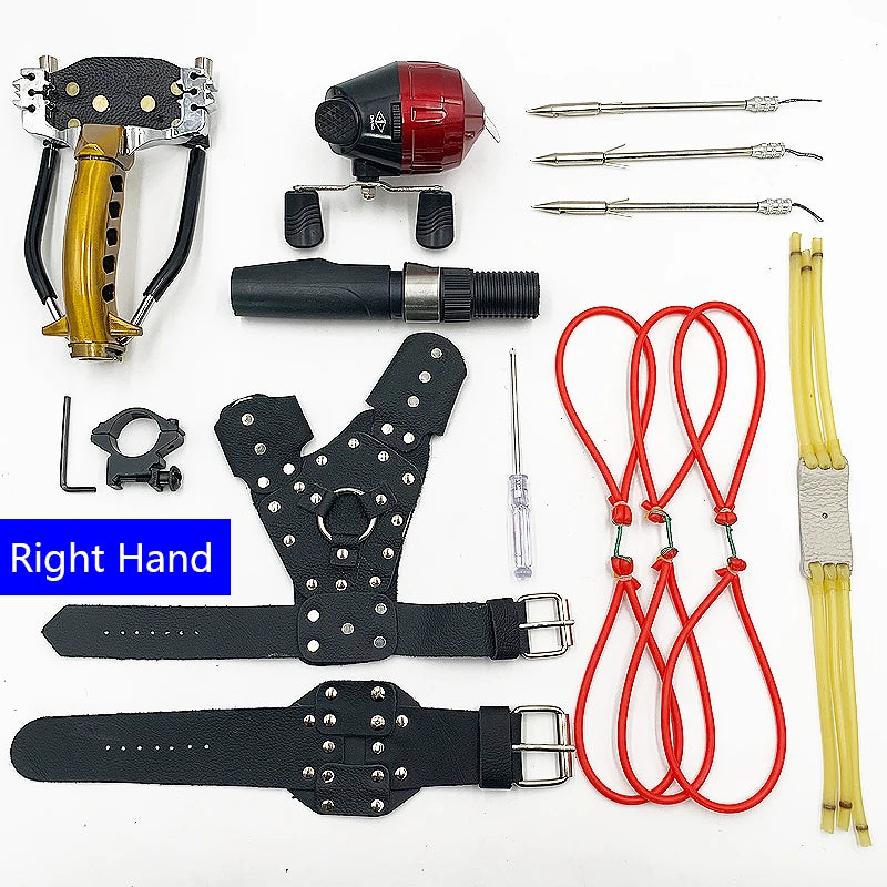 Powerful Fishing Slingsshot with Wrist Rest Outdoor Hunting All-metal Material Sling Shot Large Catapult for Fishings and Ball