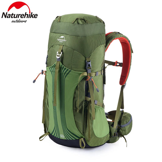 Naturehike-Camping Hiking Backpack with External Frame, 65L Large Capacity, Trekking, Mountaineering, Climbing Bag, 55L