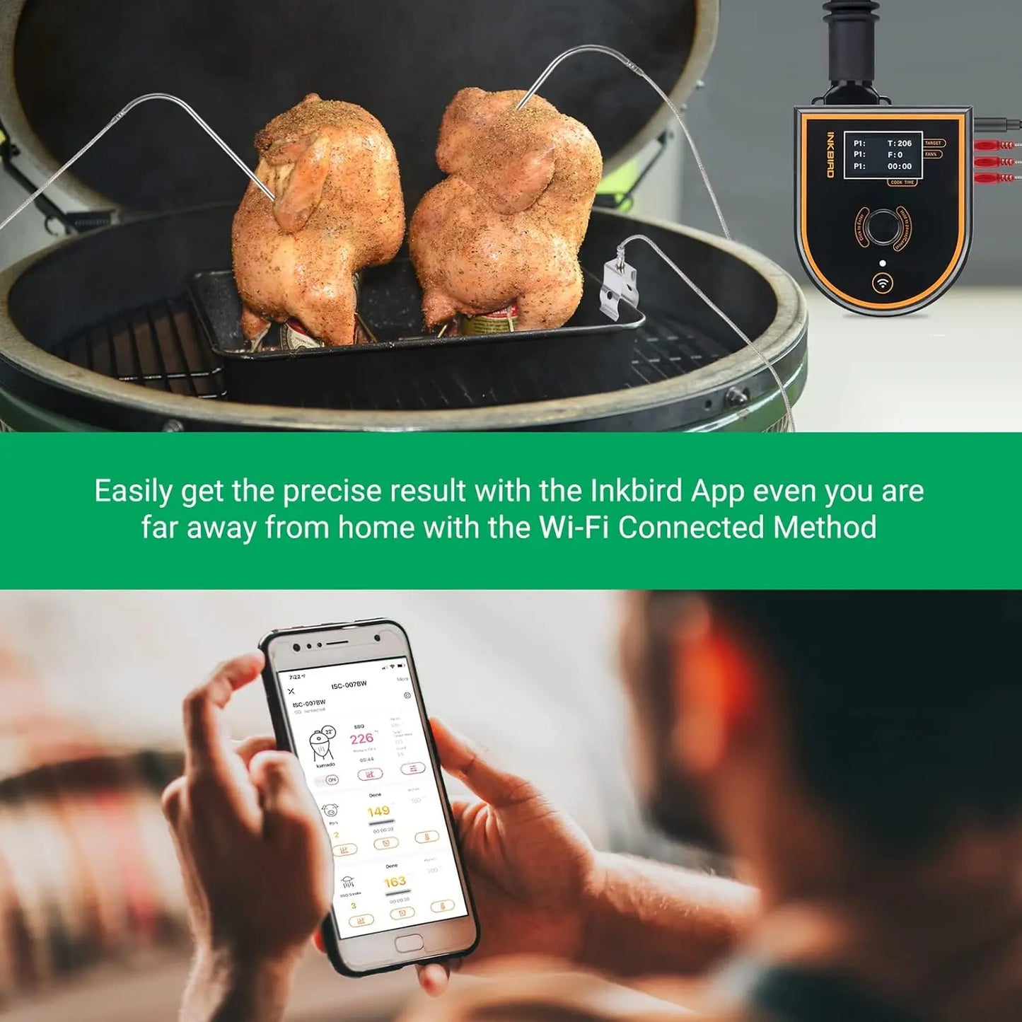 INKBIRD Oven Temperature Controller WiFi Bluetooth Automatic Smoker for Big Green Egg,Kamado Joe,Primo,Vision Grill,Akorn Kamado