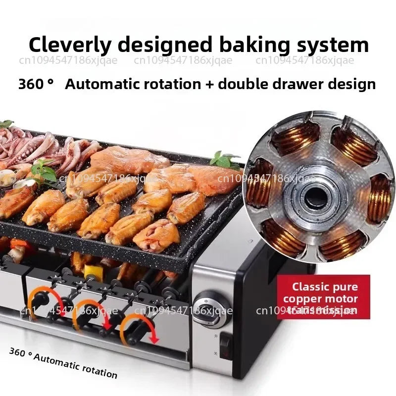 SYK-10 Electric Griddle BBQ Grill smokeless electric oven BBQ electric grill barbecue grill Automatic Rotary Kebab Machine
