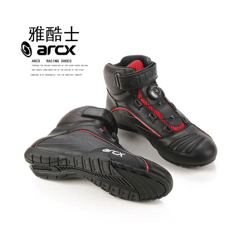 New Arcx Motorcycle Riding Boots Cowhide Casual Motorbike Road Travel Cycling Shoes Men Breathable Botas Four Season For Honda