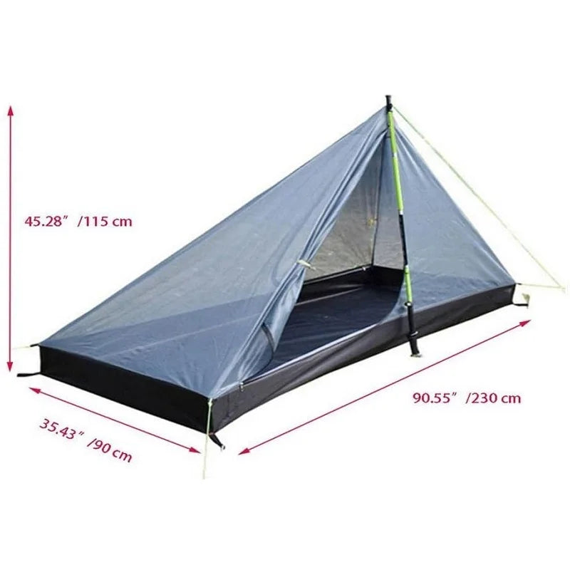 1 Person Ultralight Hiking Camping Tents Backpacking Pyramid Tent Portable Dual Layer Rainproof Rodless Pyramid 4 Season Tent