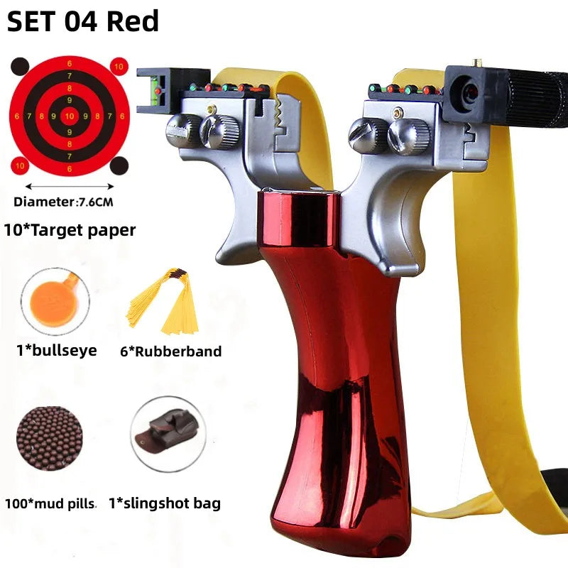 Powerful New Laser Slingshot Upgrade Outdoor Shooting Catapult Double Screw Quick Pressure Rubber Band Toy Hunting Tools Outdoor