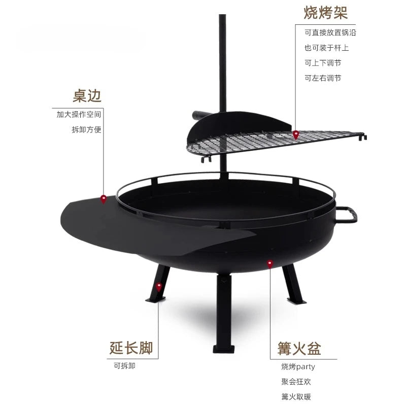 Outdoor BBQ Grill Patio Villa Grill Multifunctional BBQ Grill Brazier Portable