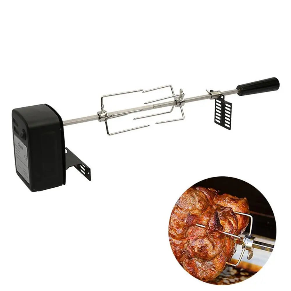 Stainless Steel Automatic BBQ Grill Rotisserie Kit with Motor for Grilling Hot Dog Chicken Steak